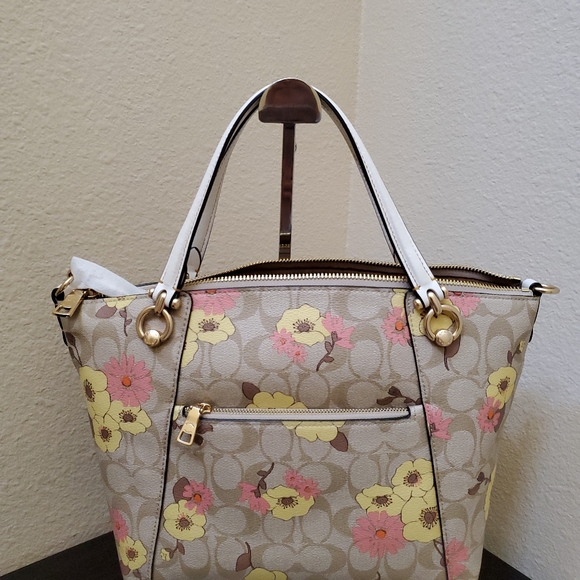 Coach Kacey Satchel In Signature Canvas With Floral Cluster Print - Picture 12 of 16